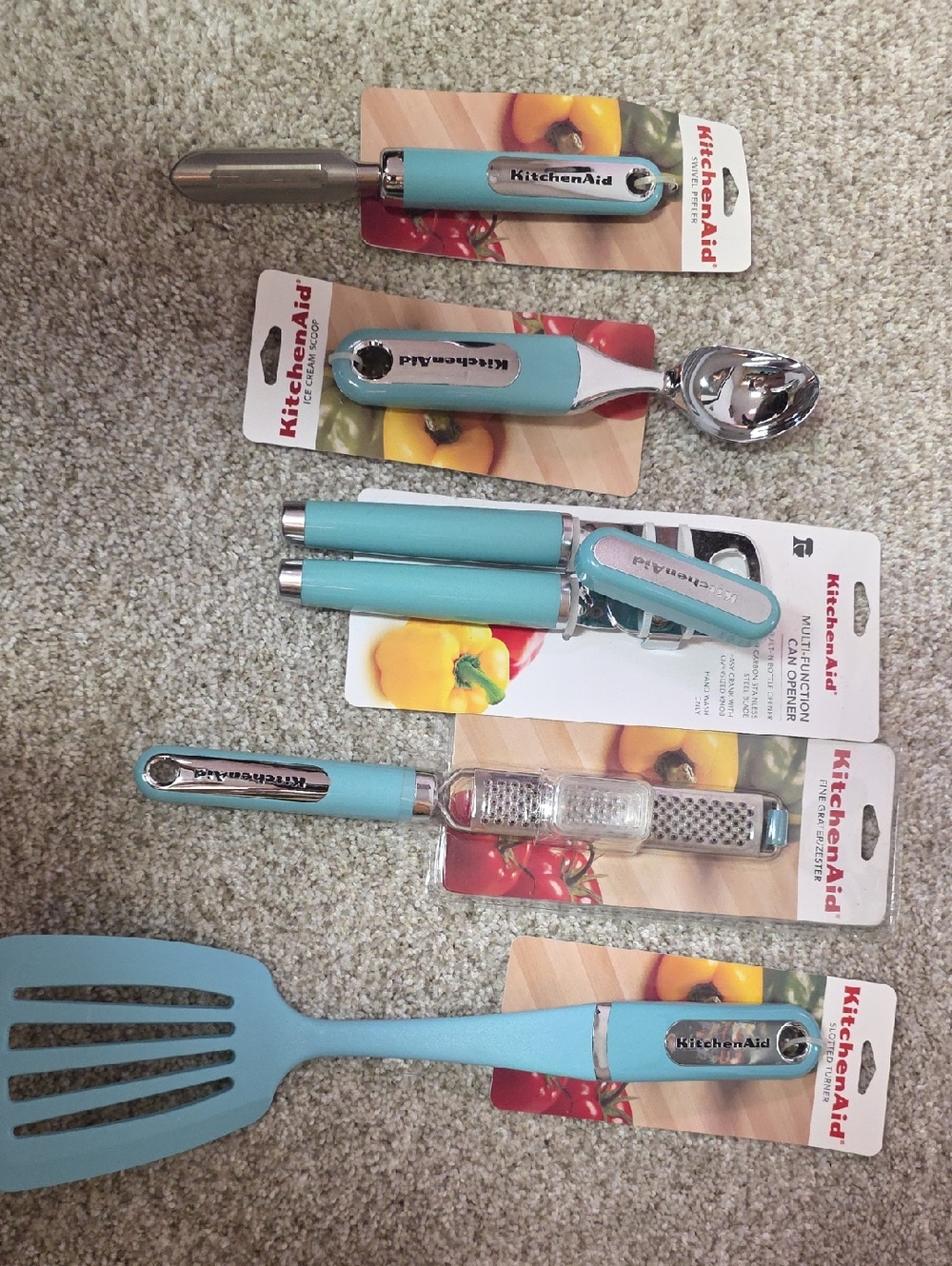KitchenAid Aqua Blue Kitchen Tool Set with Stainless Accents